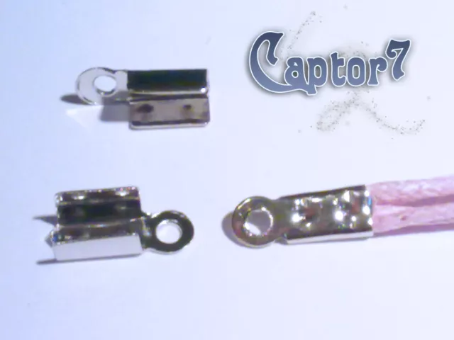 100 CAPICORDA argentati COLOR ARGENTO SCURO x CORDINI 11 x 4 mm CORDA TERMINALI