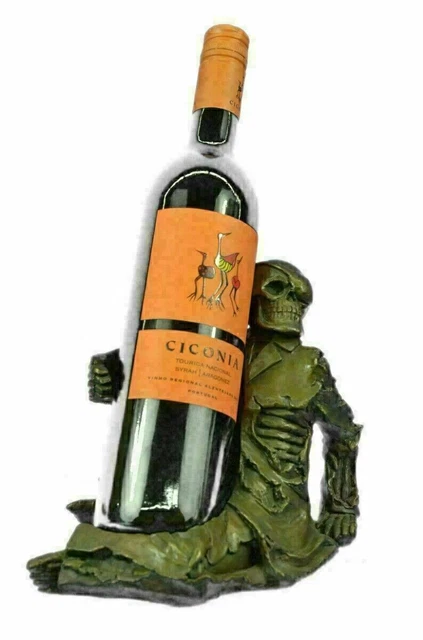 Figurine 5 lbs. Original Skeleton Wine Bottle Holder Pure Bronze Sculpture Gift