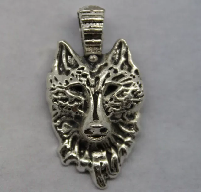 retro style Wolf's face alloy charm pendant 32 x 17mm