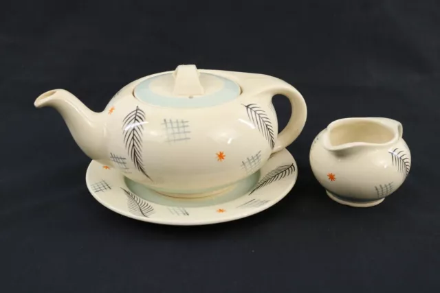 BURLEIGH WARE BALMORAL Design Burgess & Leigh Teapot Saucer & Milk Jug