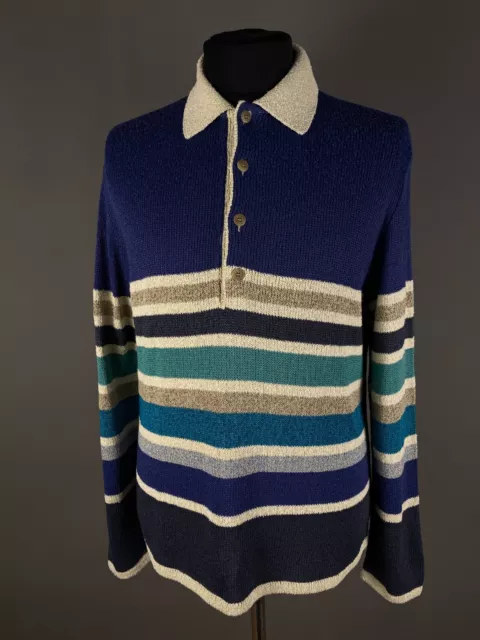 Missoni Sport Vintage Sweater Mens Striped Multicolor Made In Italy Size 52