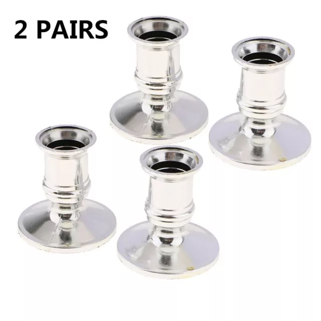 Contemporary Silver Taper Candle Holders Pack of 4 Suitable for Wedding Decor