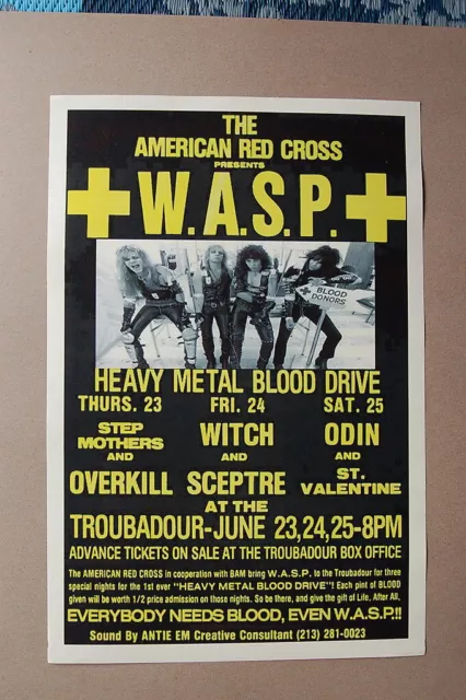 93419 Wasp Concert Tour 1983 Trobadour Wall Print Poster UK