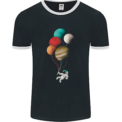 An Astronaut With Planets as Balloons Space Mens Ringer T-Shirt FotL