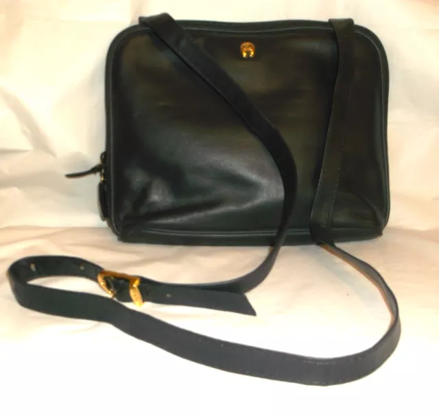 VTG Etienne Aigner Navy Blue Leather Crossbody Bag 2