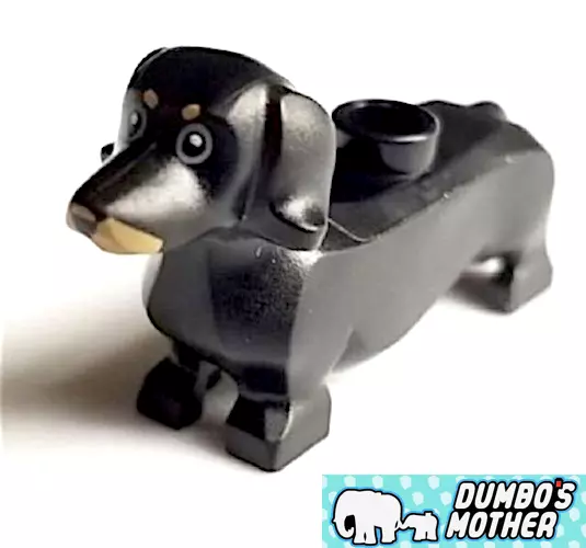 New Lego Animal Dash Hound Pet Black Mini Doll Minifigure Dachshund Wiener  Dog