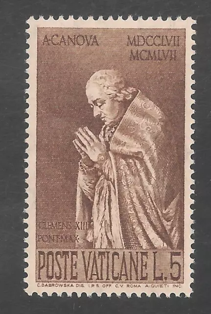 Vatican City #243 (A82) VF MNH - 1958 5 L  Statue of Pope Clement XIII by Canova