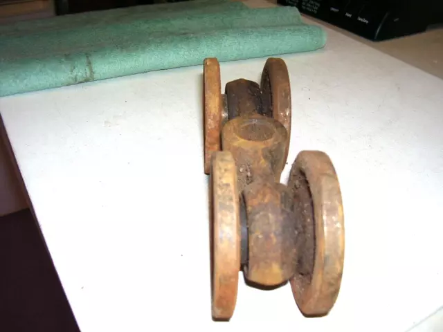 Vintage Barn Hay Trolley Pulley Roller Wheels Parts Richards-Wilcox, Aurora IL 2