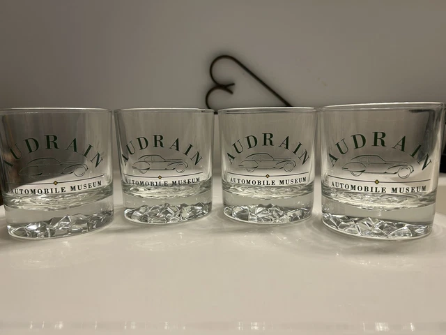 Collectible Audrain Automobile Museum Scotch/Bourbon Bar Ware Tumblers Set Four