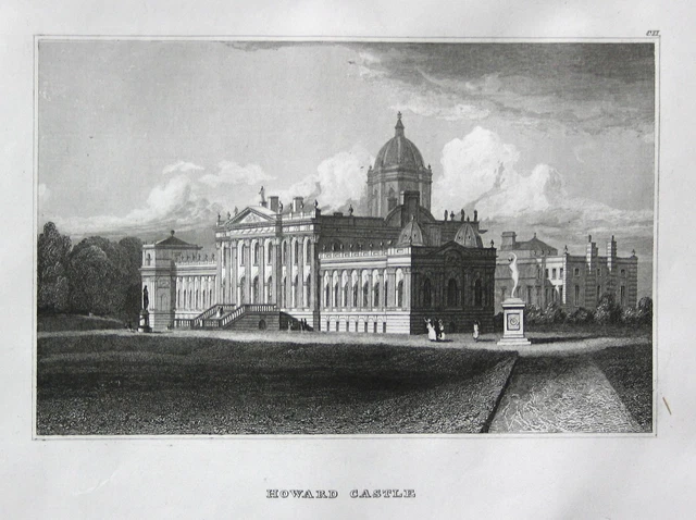 Castello Di Howard North Yorkshire Inghilterra Incisione Acciaio Engraving 1850