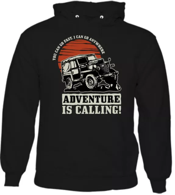 Adventure Is Calling Mens Funny Off Roading Hoodie 4X4 90 SVX