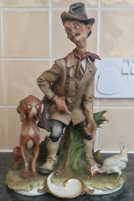 1959 signed CAPPE CAPODIMONTE MAN HUNTER with DOG and CHICKEN porcelain FIGURE 2