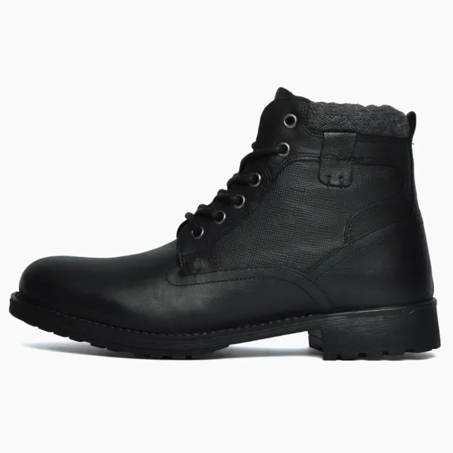 Red Tape Benson Men's Designer Premium Leather Ankle Military Boots Black