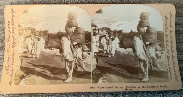 Stereoscopic Photo.Seoul Korea. Pottery Peddlers.