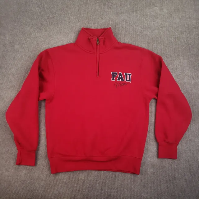 Florida Atlantic University Mom Hoodie Womens Small Red Pullover 1/4 Neck