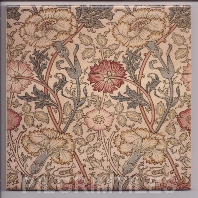William Morris Pink & Rose Kiln Fired Ceramic or Porcelain Tile Bath Kitchen