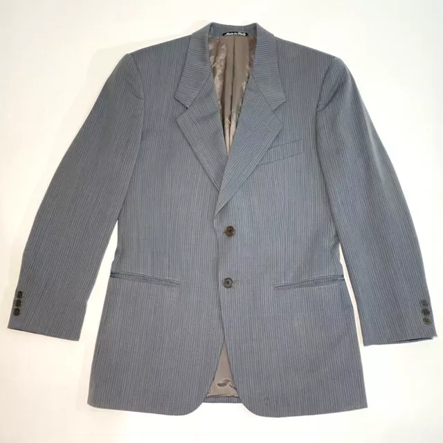 Giorgio Armani Pure Virgin Wool Gray Striped 2 Button Blazer Suit Jacket Sz 38S