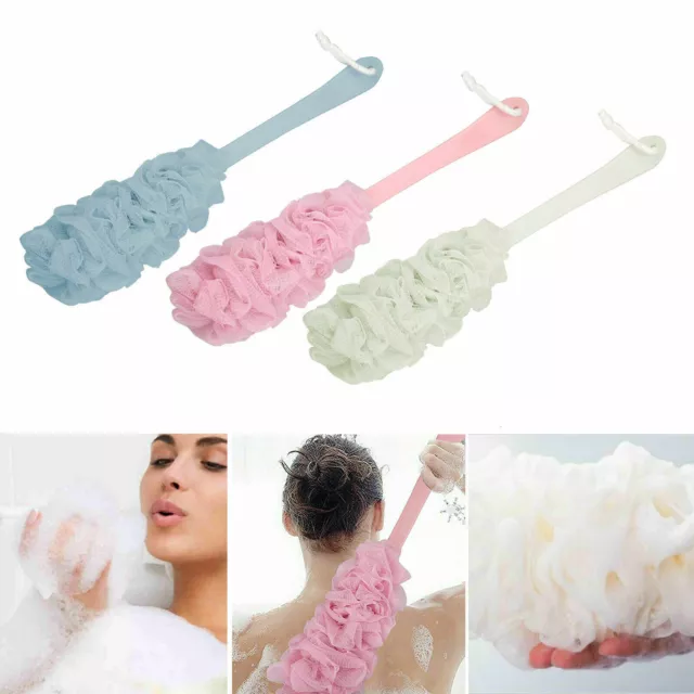 Cepillo de baño Luffa ducha esponja mango largo cepillo de espalda cuerpo exfoliación 2 en 1 ~