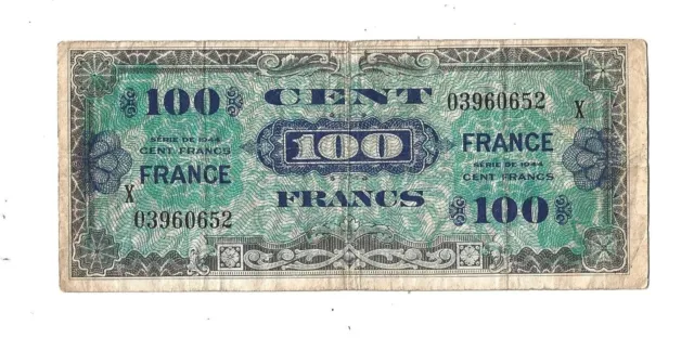 France ✨1944 Allied Payment Certificate ..100 francs ✨ Lot #1909 .. REPLACEMENT