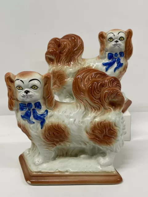 Antique Bo'ness Pekingese Dogs Pair pottery 19th century