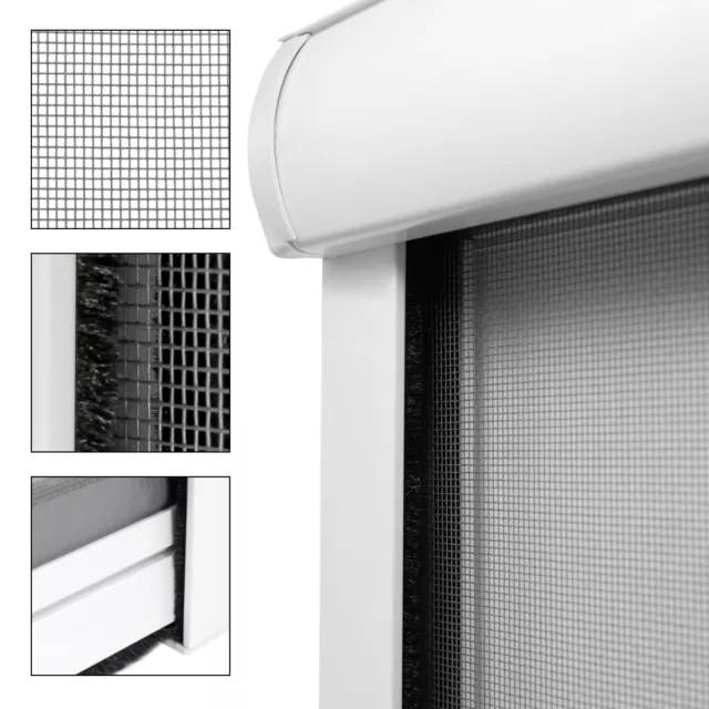 Mosquitera enrollable para puerta y ventana 90 x 160 cm blanco marco de aluminio 2