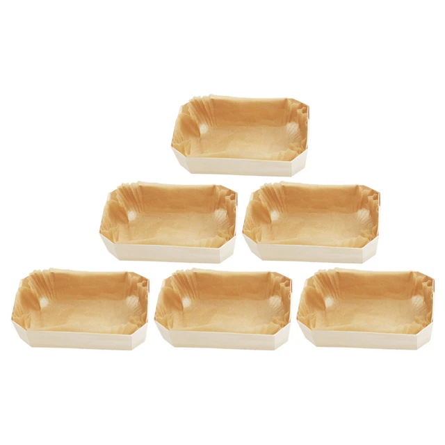 6 piezas Pastel de queso Pan para hornear Sartén Caja de madera Álamo Pan Platos