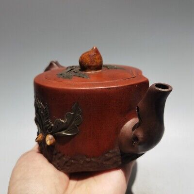 Chinese old Yixing Clay Teapot longevity peach pot Purple sand Teapot 380cc 4