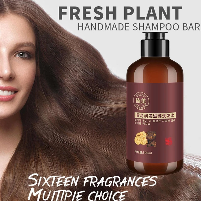 300 ml He Shou Wu Champú Cabello Blanco a Negro Jabones Limpieza Cabello Negro