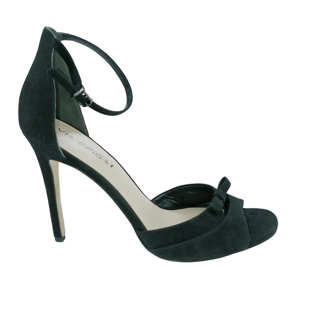 Via Spiga Tallulah Suede Stiletto Heels 10 Ankle Strap Open Toe Heels Black