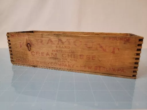 Old Wooden Box Crate Paramount Pasteurized Cream Cheese 11.5" X 3.5" Berlin PA 3