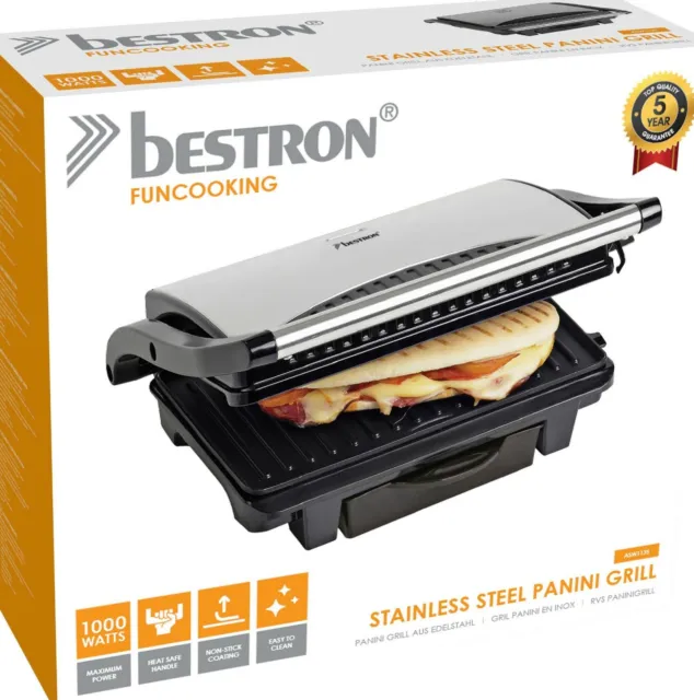Bestron Kontaktgrill Sandwich-/Panini-Kontaktgrill, 1000 W (HB1441-1)