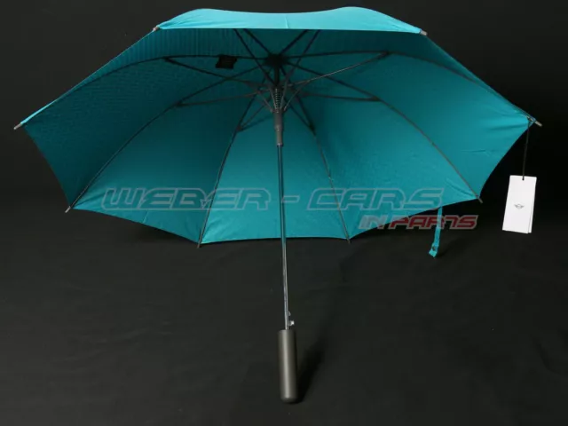 New & Original BMW Mini Cooper Umbrella Walking Stick Aqua-Blue 80232445723
