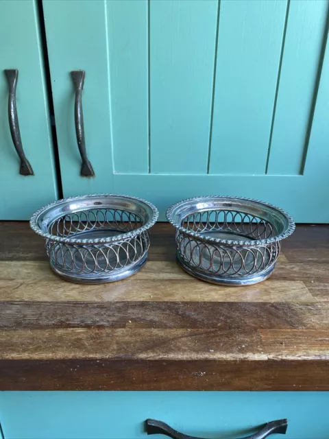 A Pair Of Early 19th Century Silver Plated Wine Coaster With Gadrooned Border