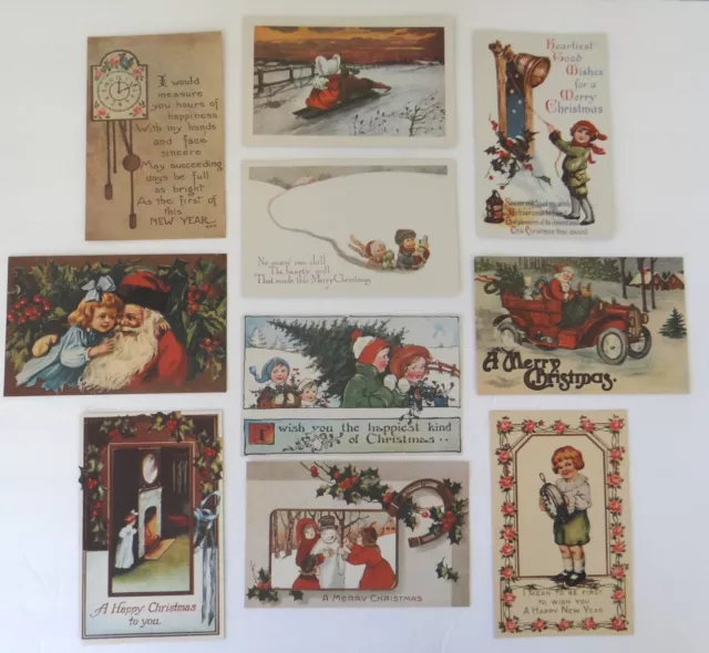 Set 10 Victorian Reproduction Christmas Postcards NEW Old Stock FREE SHIPPING  8