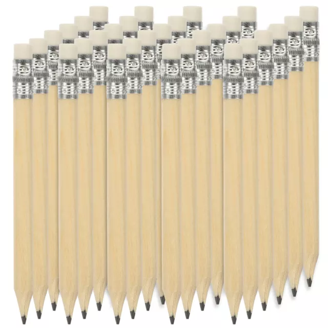 Mini lápices cortos de madera lápiz con goma de borrar piel madera