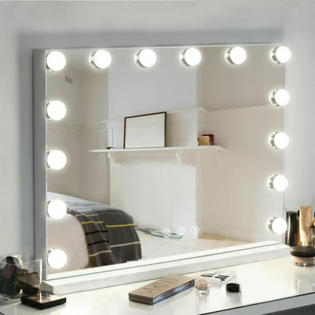 Hollywood 14 LED Make Up Mirror w/ Dimmable Lights Vanity Dressing Table UK