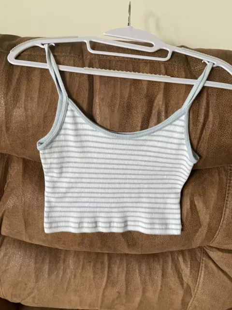 Brandy Melville red white blue striped cropped cotton tank top One