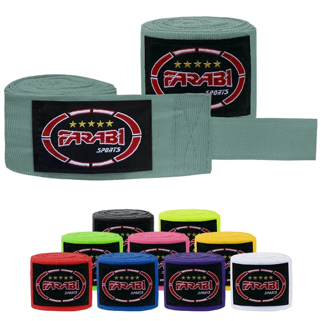 Farabi Sports Bande Boxe sous-Gants élastiqués Demi-Doigt sans Rembourrage en Gel Bandage Boxe Idéal pour MMA, Muay Thai, l'entraînement, Sports de Combat, Kickboxing et Arts Martiaux (Bleu, L/XL