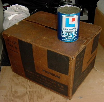 FULL FROM CASE * NEAR MINT 1960s era LIBERTY MOTOR OIL Old Mt Vernon IL 1 qt Can