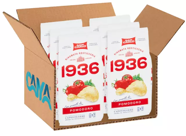 6X San Carlo 1936 Patatine Buona Com'era con Pezzetti di Pomodoro Basilico 150g