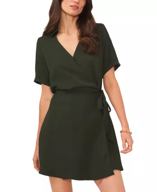 Vince Camuto Collared V-neck Short Sleeve Wrap Dress $119 Size S # 8A 2046 Blm