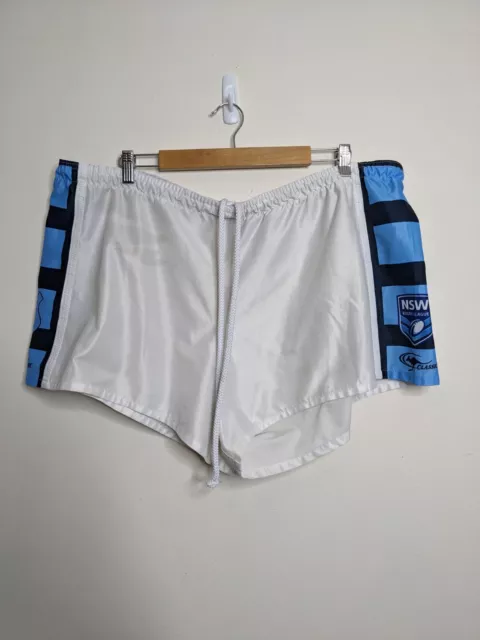 NRL State Of Origin NSW New South Wales Blues Footy Shorts Mens 32 White Blue