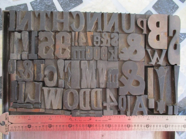Letterpress Printing Eclectic Lot Of Wood Type Various Sizes