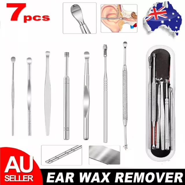 7PCS Stainless Steel Ear Pick Wax Cleaner Earpick Curette Remover Earwax Removal