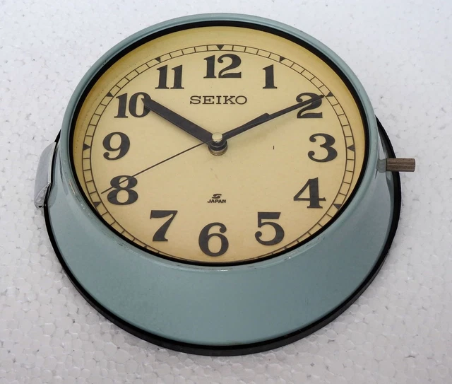 Vintage Maritime Seiko Wanduhr Slave Nautische Industrie Schiffsuhr Blau