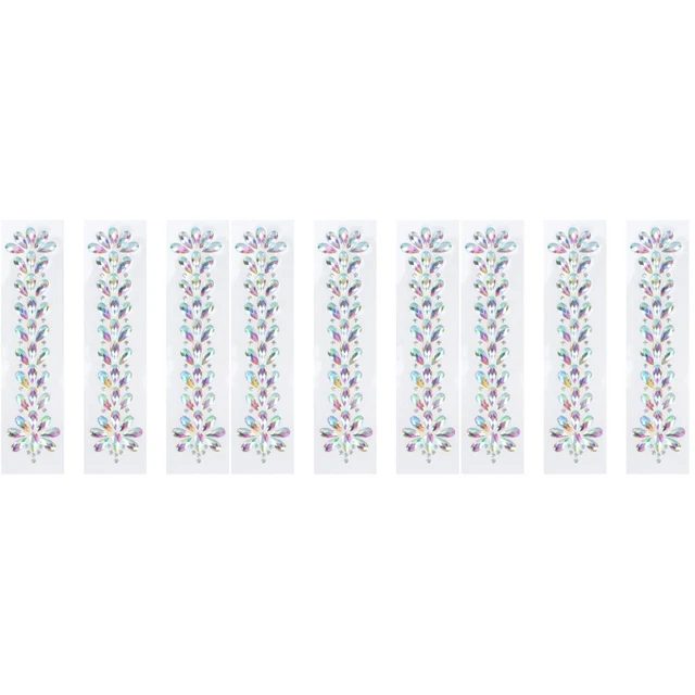 9 Sheets Resin Stickers Hair Rhinestones Gems Nails Applique