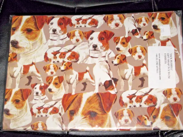 Jack Russell Terrier JRT DOG Wrapping Paper 4 Sheets 19.5" x 27.5" Gift Wrap