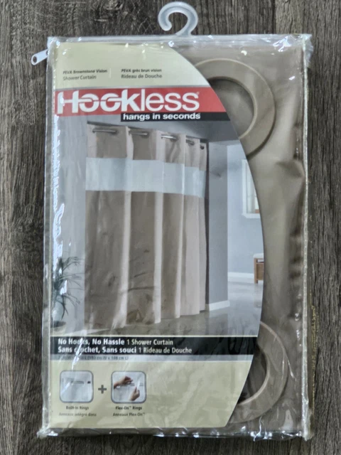 Hookless Classic shower curtain Color PEVA Brownstone VISION Size 71" X 74" Hookless Classic shower curtain Color PEVA Brownstone VISION Size 71" X 74"