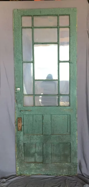 1 Antique Exterior Farmhouse 35x91 Entryway Door Vintage Green Old 451 -21B