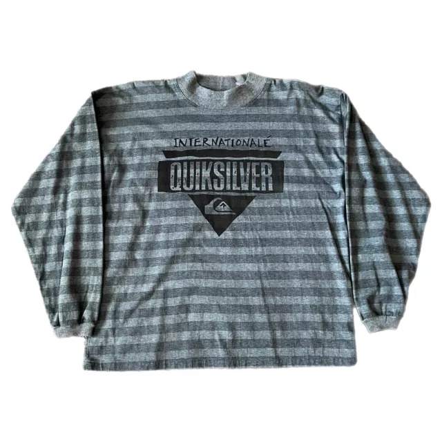 VINTAGE 80S 90S Quiksilver Long Sleeve Shirt Striped Usa Made